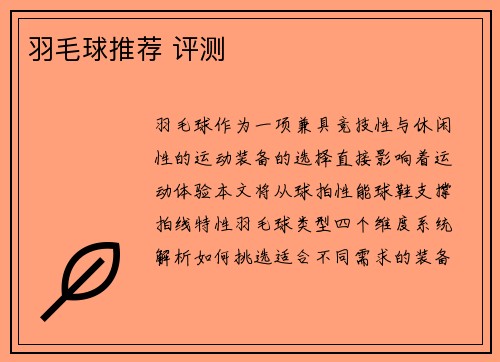 羽毛球推荐 评测